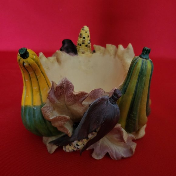 Thanksgiving Autumn Ceramic Table Decor Candle  Holder Trinket Box - Picture 1 of 12